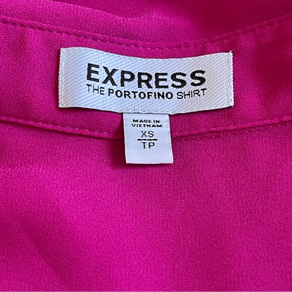 EXPRESS Button Front Fuchsia Pink Portofino Shirt / Size XS - Picture 6 of 7